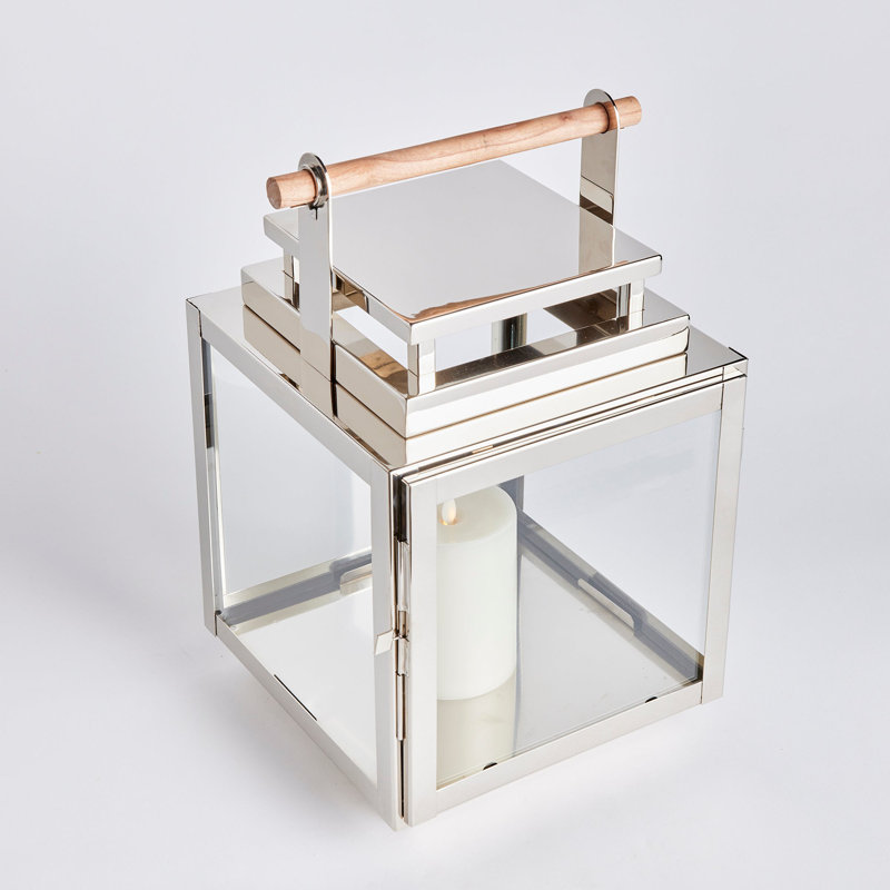 Adwin Lantern, Silver, 16.5" H x 10.5" W x 10" D