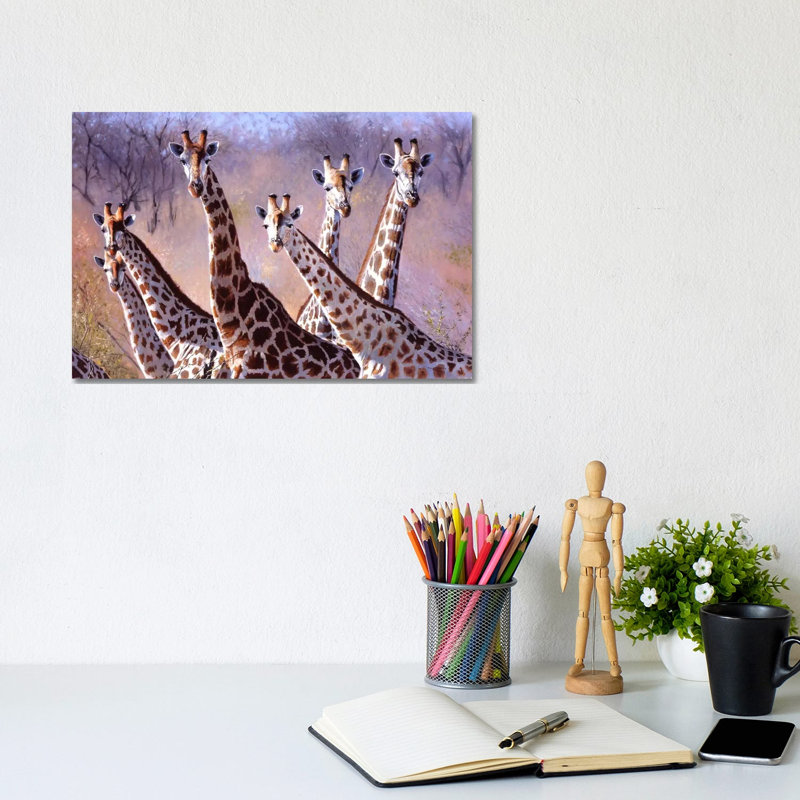 Giraffes 1 Piece Wrapped Canvas Wall Art, 20.32 cm H x 30.48 cm W