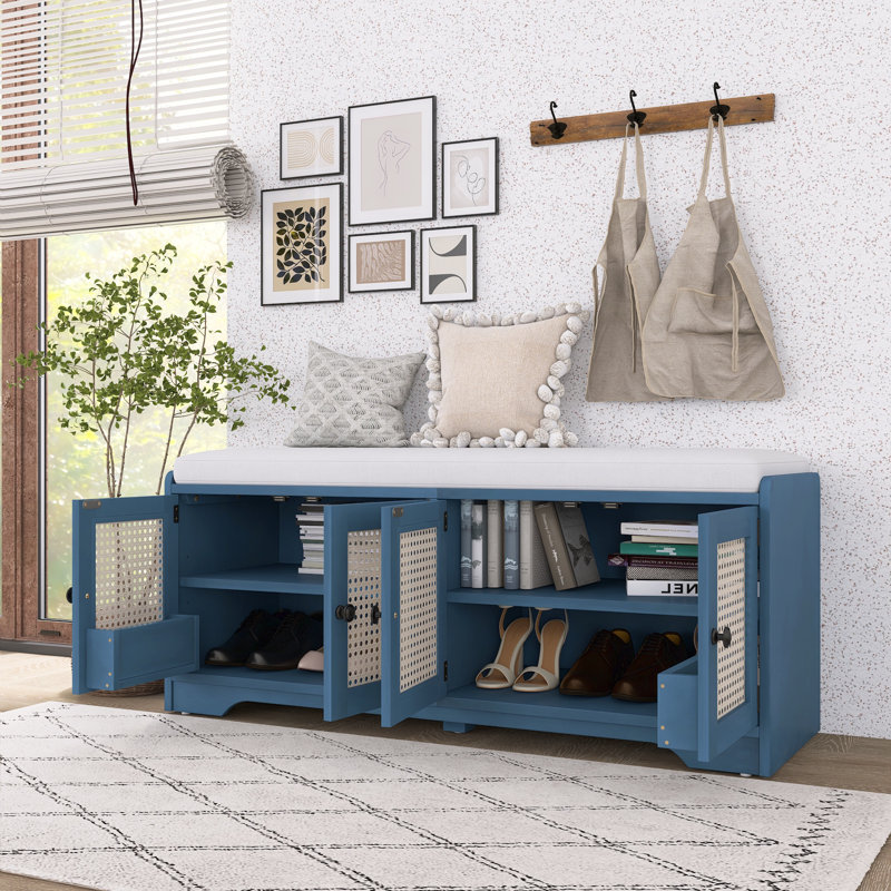 Banc de rangement en bois Rustic, Marine