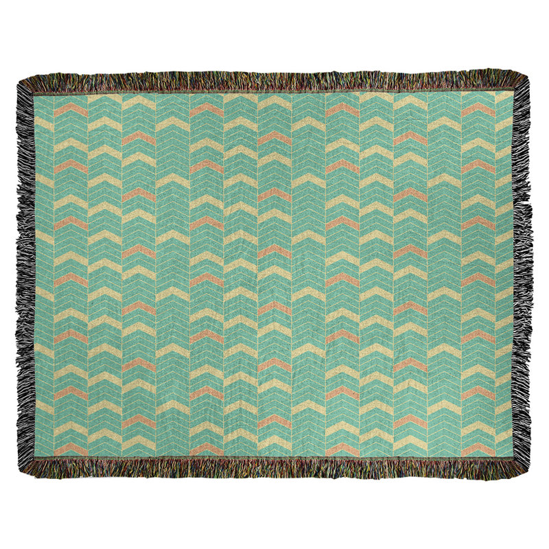 Couverture en coton tissé Rhonda, l 37 po x L 52 po, Vert orange / jaune