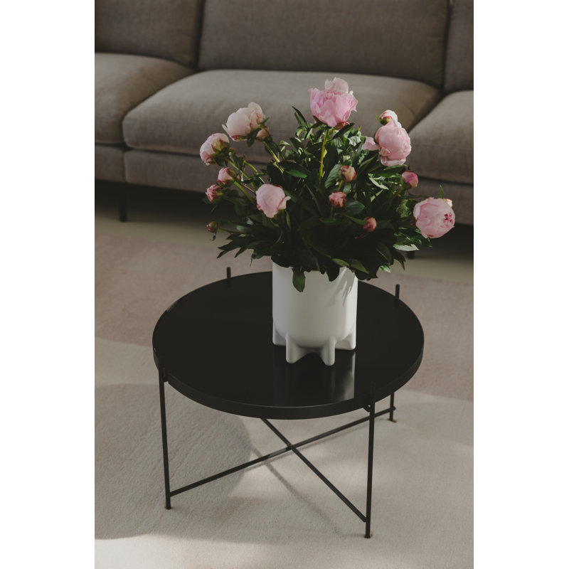 Cupid Glass End Table, Black, 16"H x 25"W x25"D