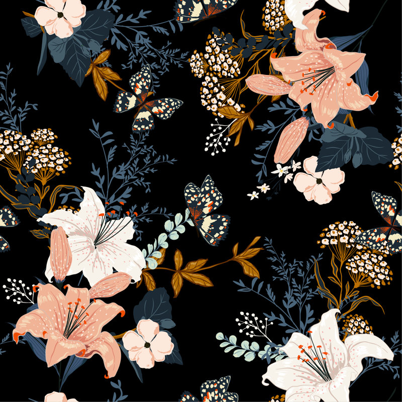 Lilly Wallpaper - Wrapped Canvas Print, 76cm H x 76cm W x 3.8cm D