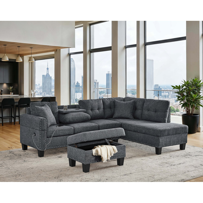 Canapé modulaire électrique avec repose-pieds avec rangement