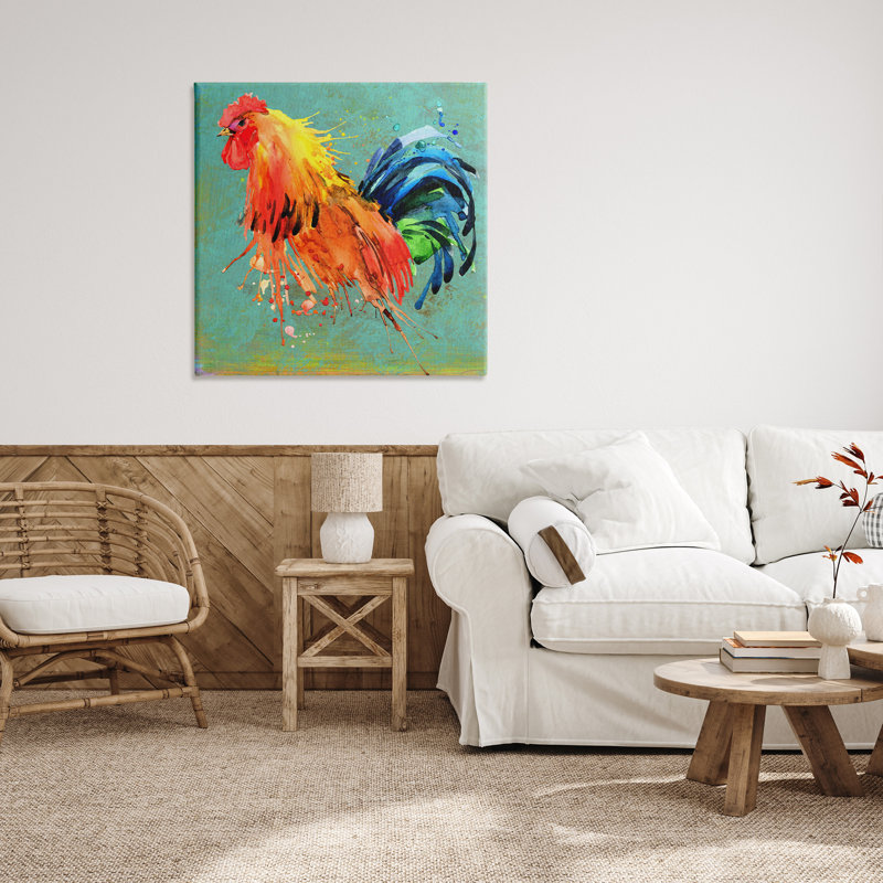 «Urban Abstract Rooster Splash» par Karen Smith, peinture sur toile tendue, H 36 po x l 36 po x P 1,5 po