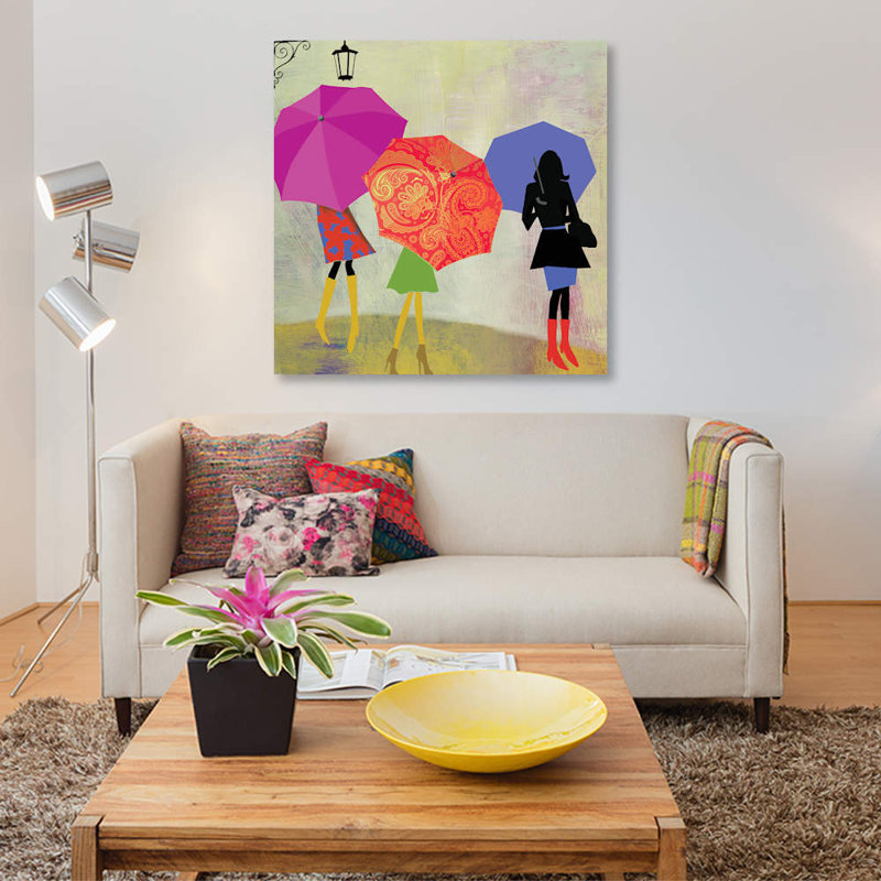 « parasol filles », impression sur toile, H 26 po x l 26 po x P 1,5 po, Toile tendue, Pas de tapis
