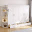 Lit escamotable mural avec tablettes, armoires latérales et 3 tiroirs Murphy-1285279932-1285279934