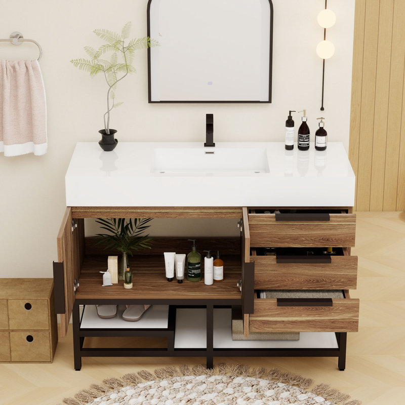 48'' Free Standing Single Bathroom Vanity, Natural Oak