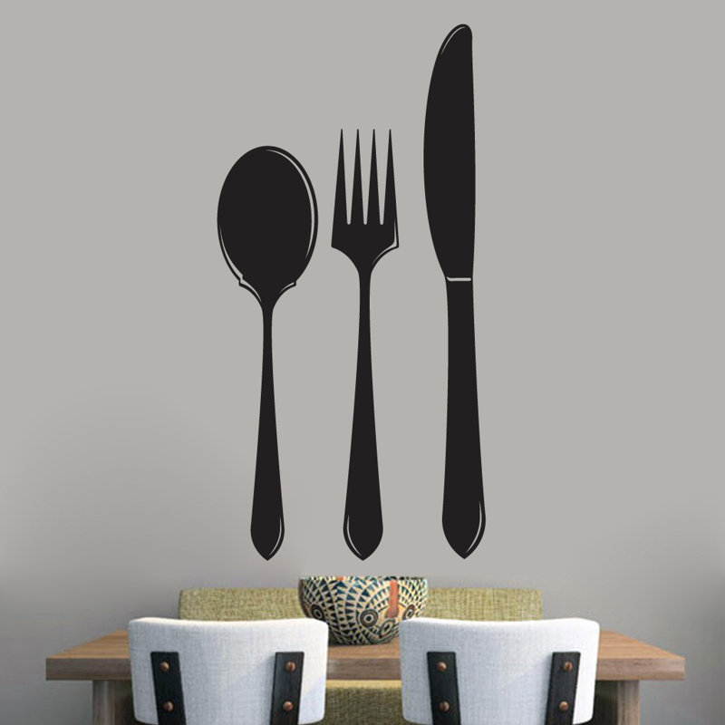 Adhésif décoratif cuillère fourchette, Noir