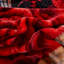 Couverture en flanelle très grande taille Merry Home 87 po x 95 po, 10 lb, prête pour l'hiver, douce et soyeuse, impression A & B à 2 épaisseurs et motif à une face en relief, rose rouge et motifs ornés