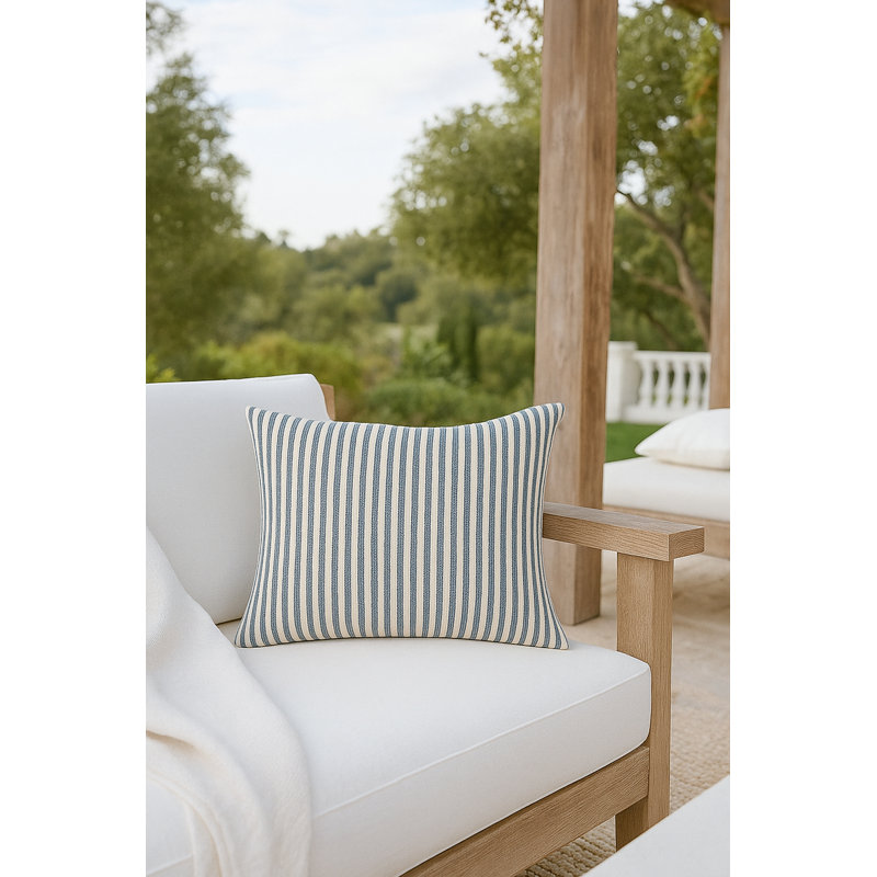 Outdoor Living Throw Pillow, Blue, Rectangle 14"H x 20"W, Polyester