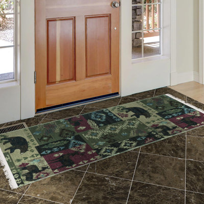 Tapis multicolore infroissable tissé à plat de style sud-ouest pour le salon, le couloir