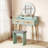 Iesa Boho Natural Rattan Vanity with LED Mirror and Stool