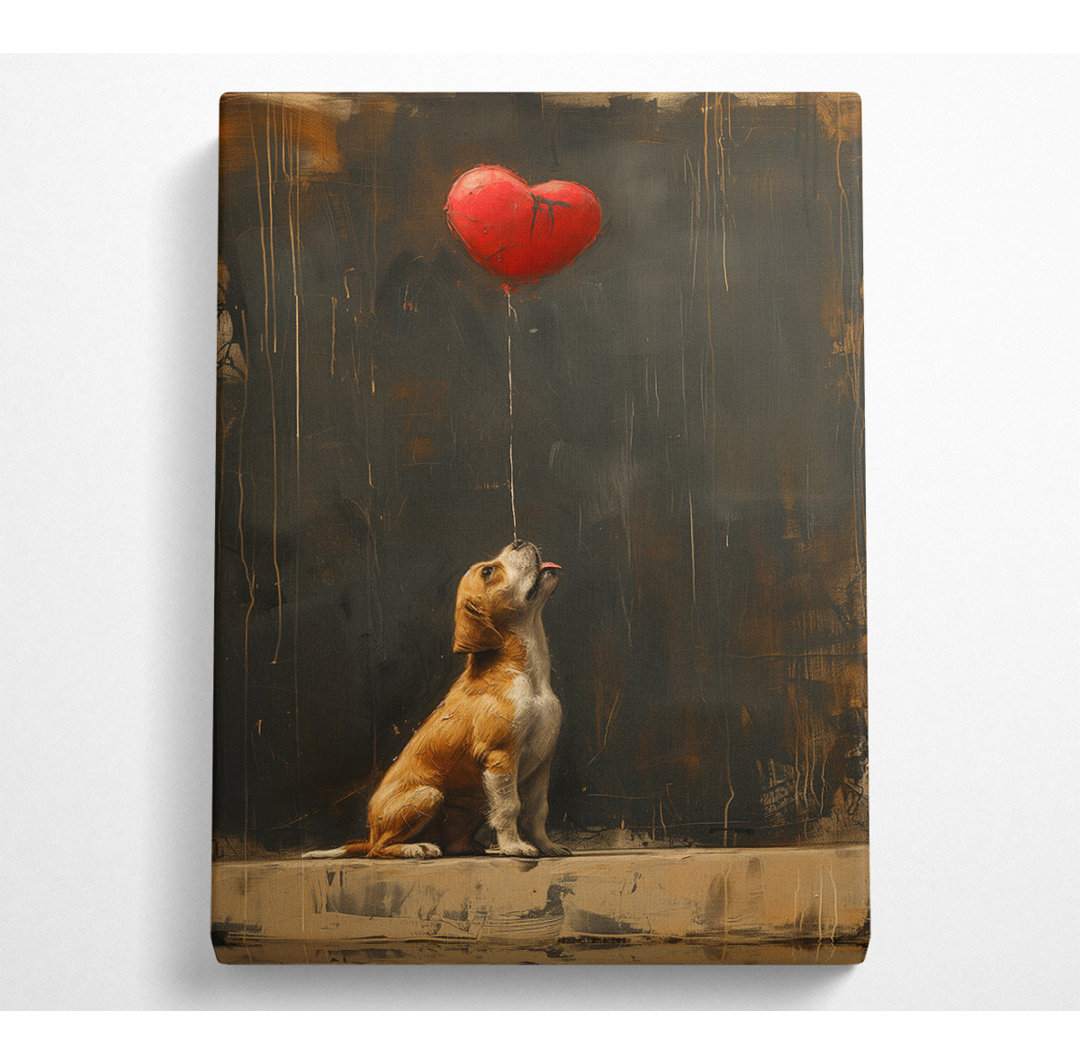 Herz Ballon Hund Canvas Kunstdruck