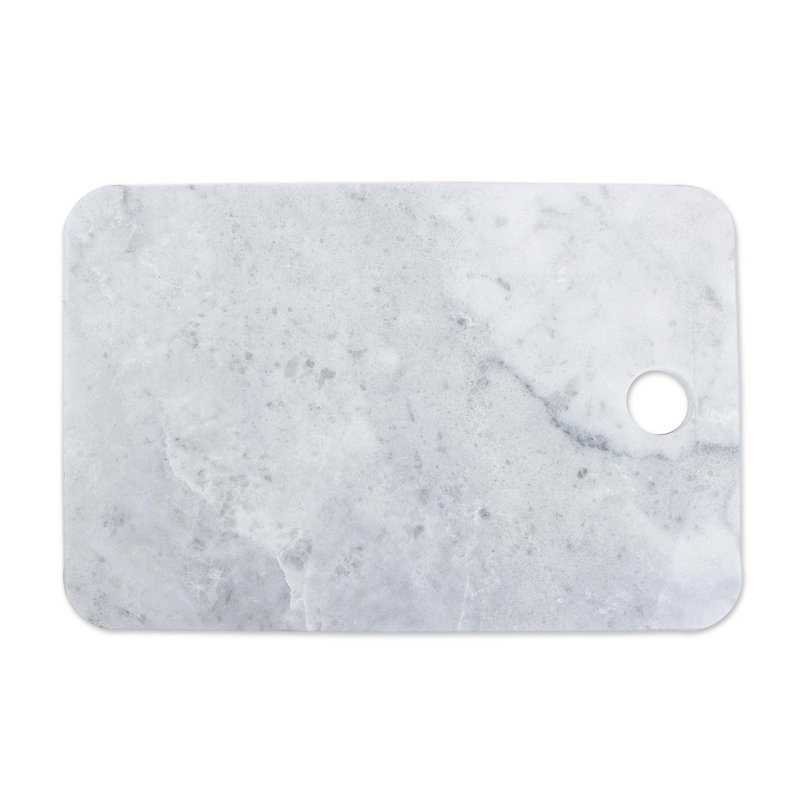 Everly Quinn Marble Cheese Board, White, 0.4" H x 11.75" W x 7.75" L