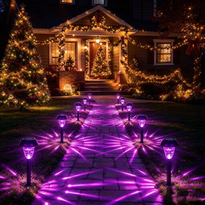 Solar Halloween Lights Outdoor Waterproof, 12 Pack Solar Pathway Lights, Auto On/Off Halloween Stake Lights for Yard, Garden, Walkway, Lawn, Patio Decor