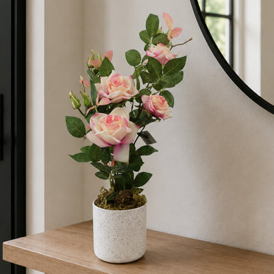 Plastic, Silk Rose Arrangement in Pot