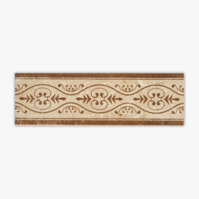 Ivory Honed Dark Brown Engraving Travertine 4x12 Decorative Border