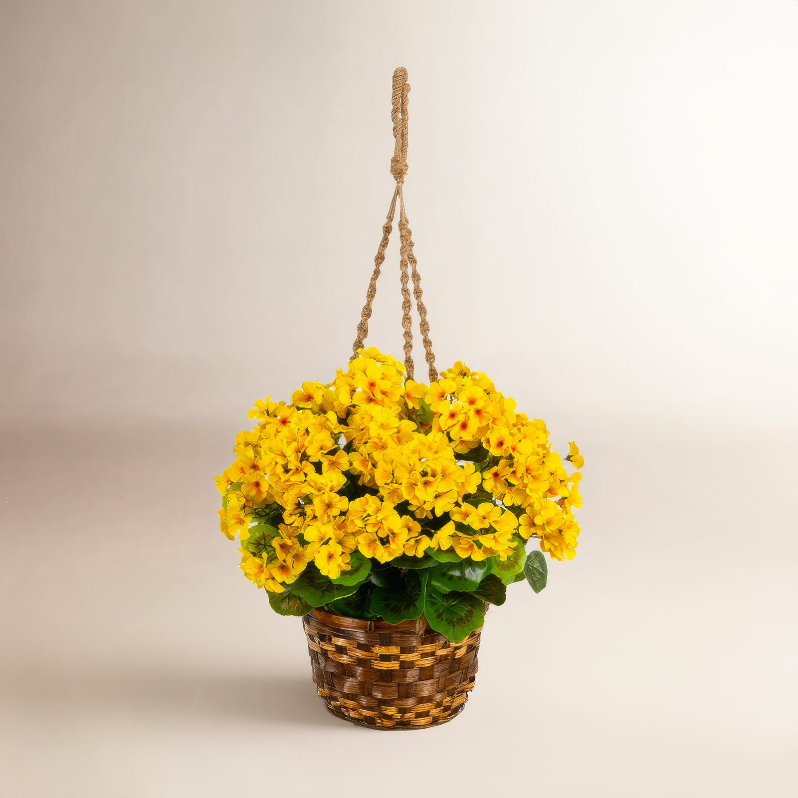 UV Resistant Geranium Hanging Basket, Yellow