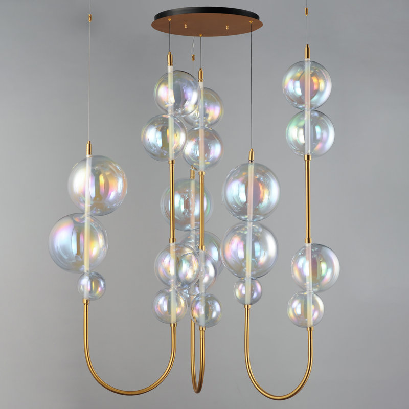 Dreamer 3 - Light LED Pendant, Natural Aged Brass, Iridescent
