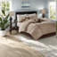 7 Piece Faux Suede Bedding Sets, Polyester Comfort With Modern Design, For Home