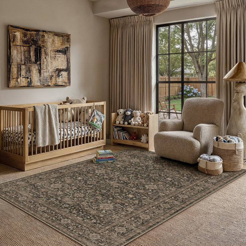 Isla Vintage Oriental Machine Washable Area Rugs With Non-Slip Backing, Rectangle 3' x 5'