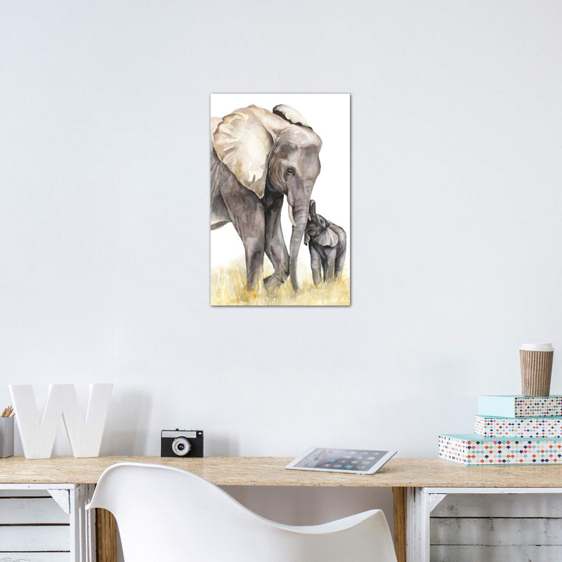 Décoration murale éléphant, Toile tendue, H 12 po x l 8 po x P 0,75 po