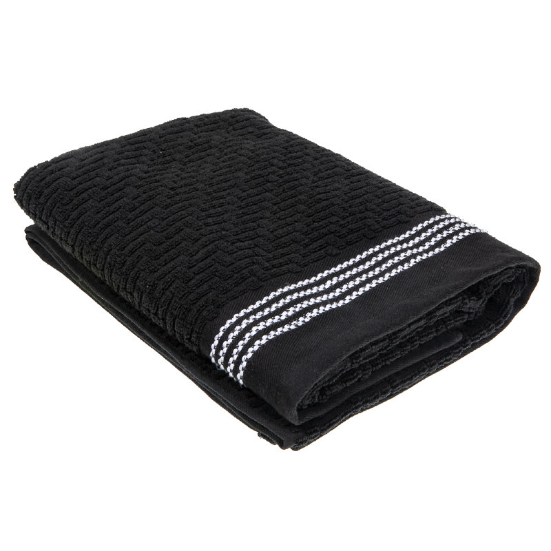 Cotton Blend Ribbed Bath Towel, Black
