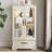 Glass Cabinet Lighted Glass Cabinet Curio Display Cabinet With Adjustable Glass Shelves 2 Doors And 1 Drawer Cabinet Bulb Included White-122821596