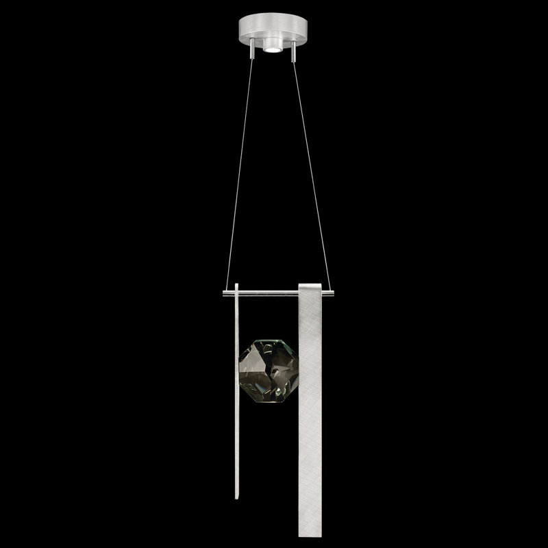 Luminaire suspendu rond l 9 po Aria, Argent brossé