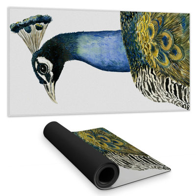 Watercolor peacock - 15.75"x31.50" Desk mat