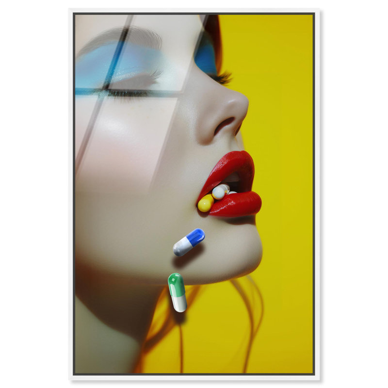 Oliver Gal Supplements Fashion - Framed Acrylic Glass Wall Art, 30" H x 20" W, White