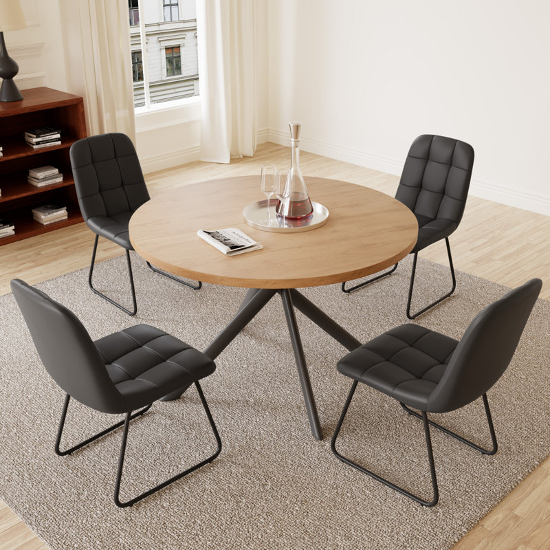 47cm H Upholstered Upholstered Back Side Chair, Black