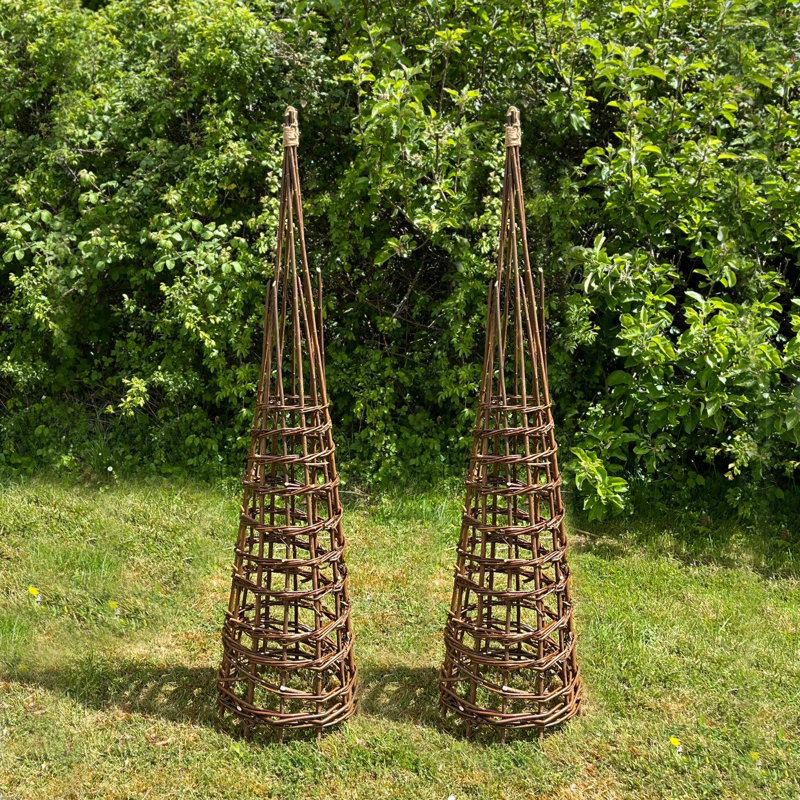 Set Of 2 Rustic Willow Garden Obelisks (1.15m), 120" H x 35" W x 35" D