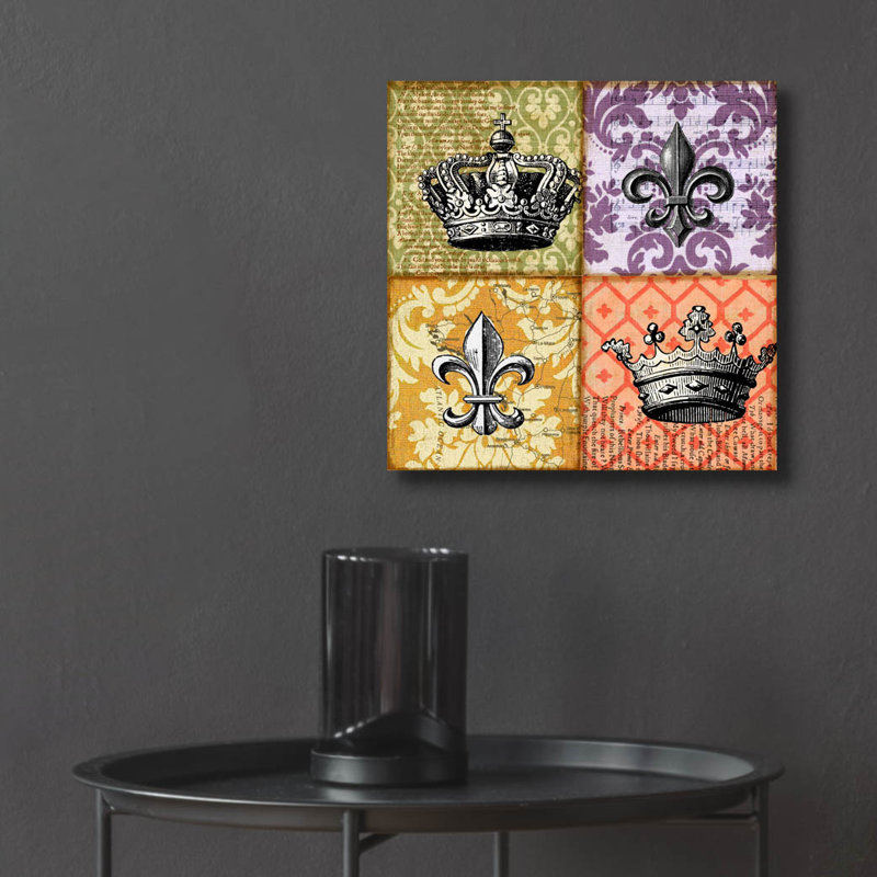 «Crown And Fleur» par Art Licensing Studio, art mural en verre acrylique, H 12 po x l 12 po x P 0,13 po