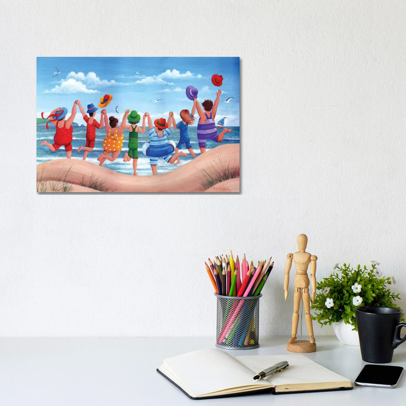 Beach Party Rainbow Scene by Peter Adderley - Wrapped Canvas Print, 20.32 cm H x 30.48 cm W, Wrapped Canvas