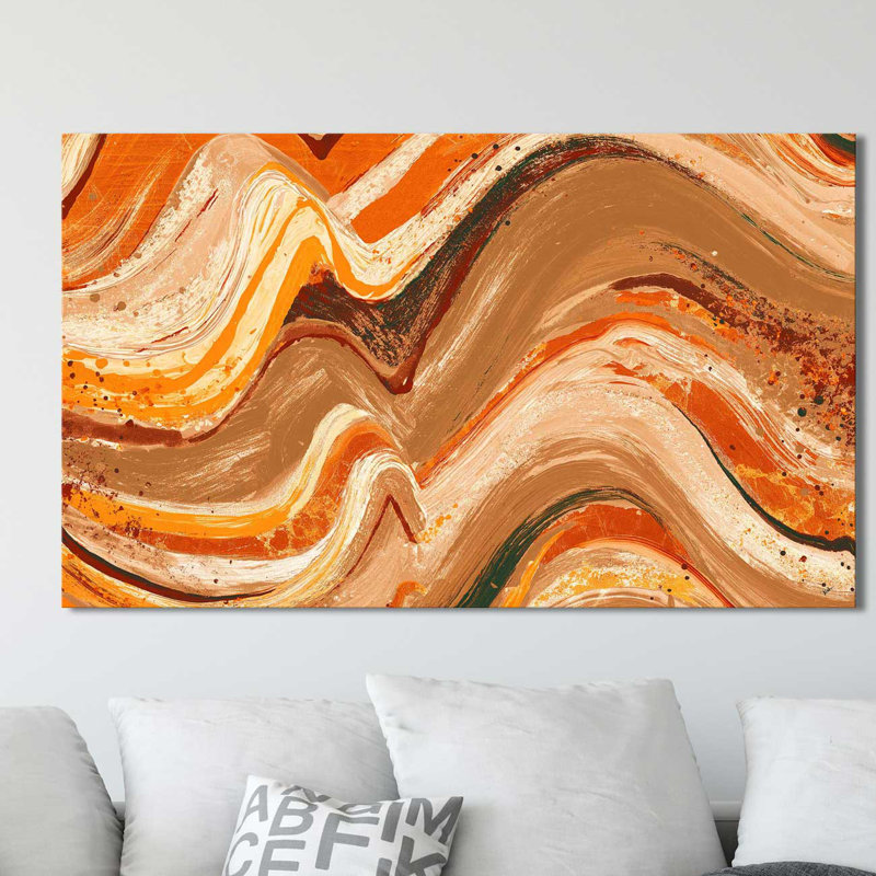 «New Concept Orange Abstract», reproduction d'art sur toile tendue, H 18 po x l 40 po x P 1 po