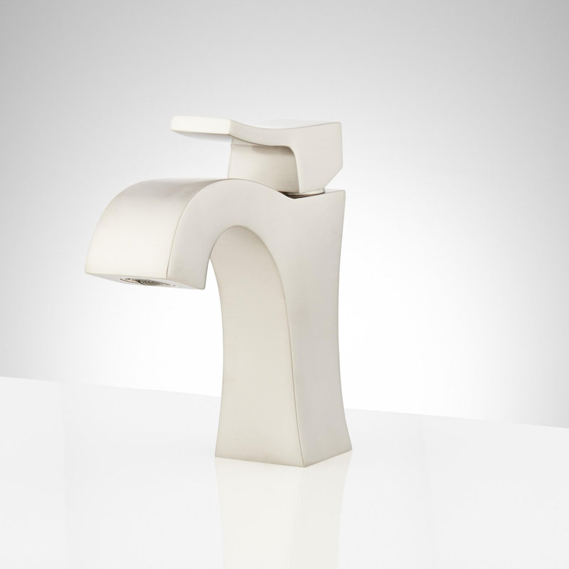 Robinet de salle de bain monotrou 1,2 GPM avec poignée levier en métal et bonde escamotable Vilamonte, Nickel brossé