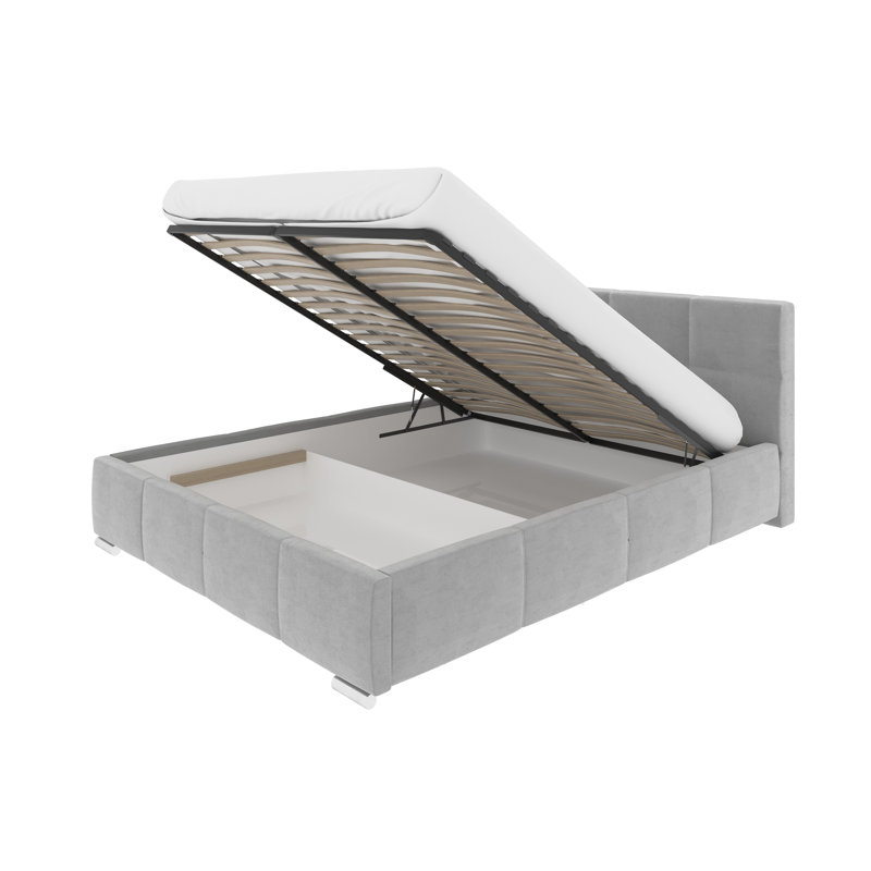 Bed Lemuel with Storage, Grey, 140cm x 200cm