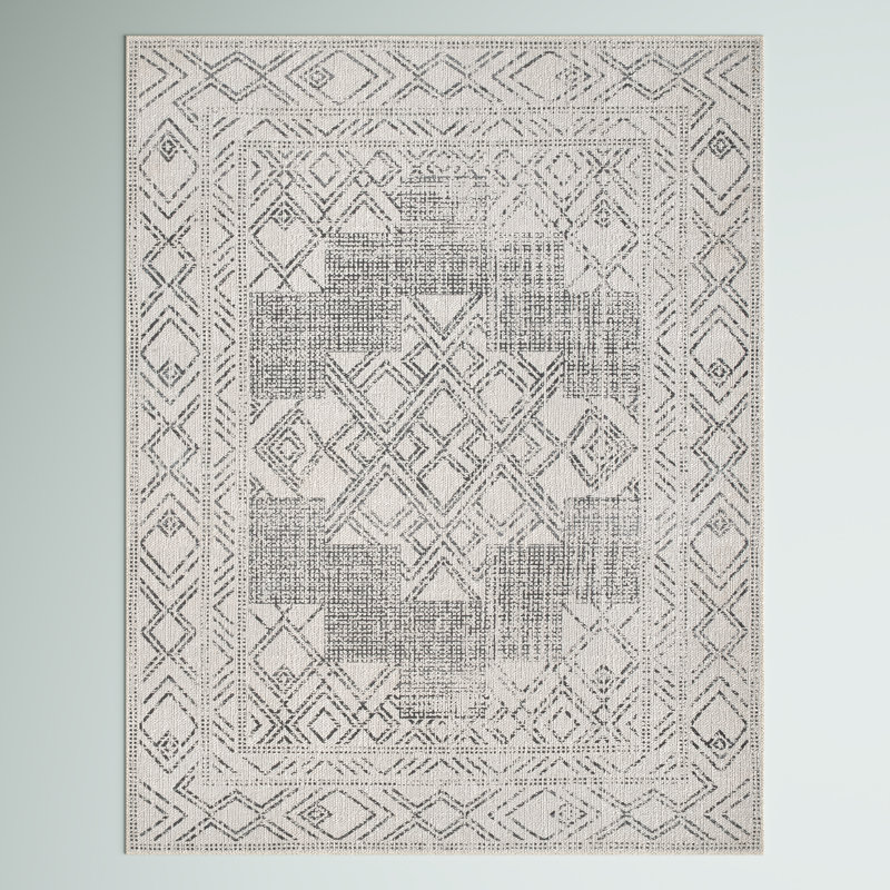 Tapis gris clair / ivoire Mia Medallion, Rectangle 4 pi x 6 pi