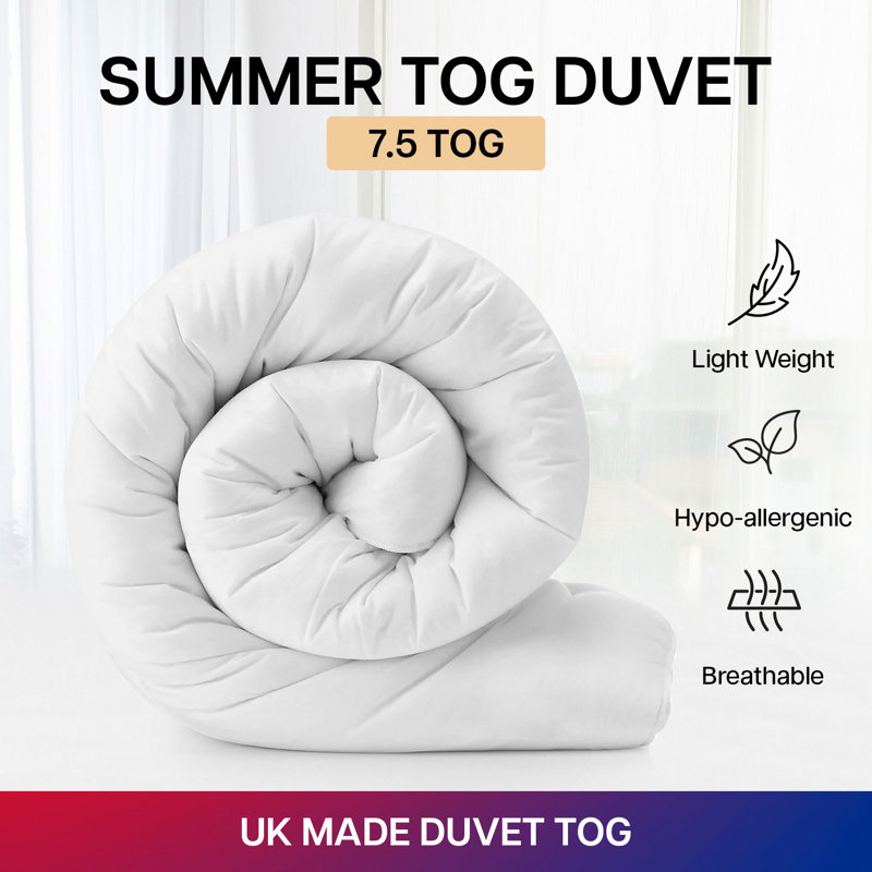 Hollowfiber 7.5 Summer All Year Round Light Weight Tog Duvet, Single