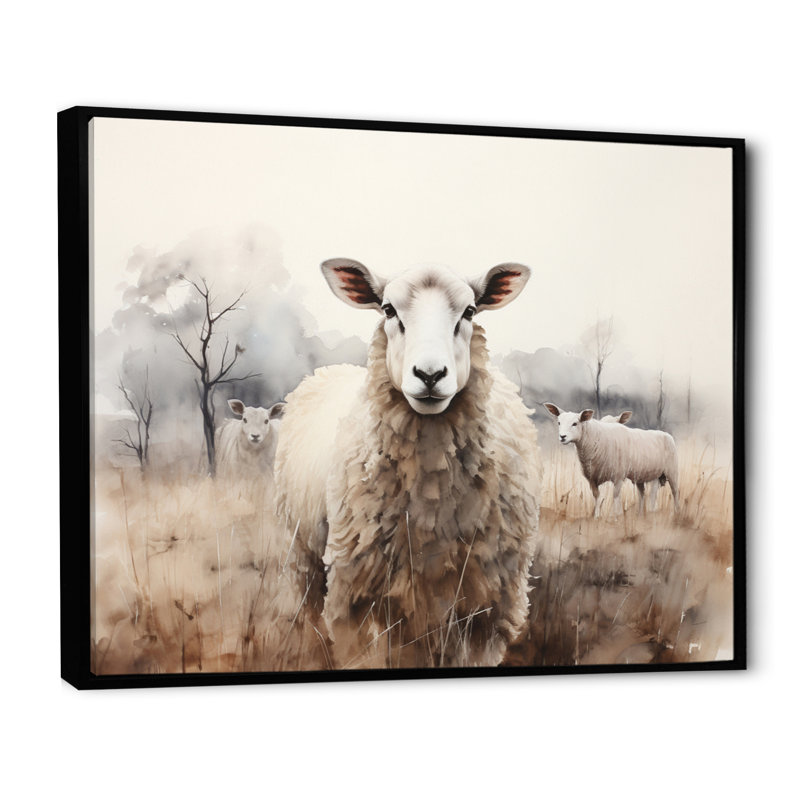 Sheep Silent Symphony - Sheep, art encadré, Cadre flottant noir, H 24 po x l 32 po x P 1 po
