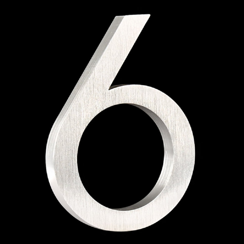 Numéro de maison flottant en métal 6 po, Argenté, 6