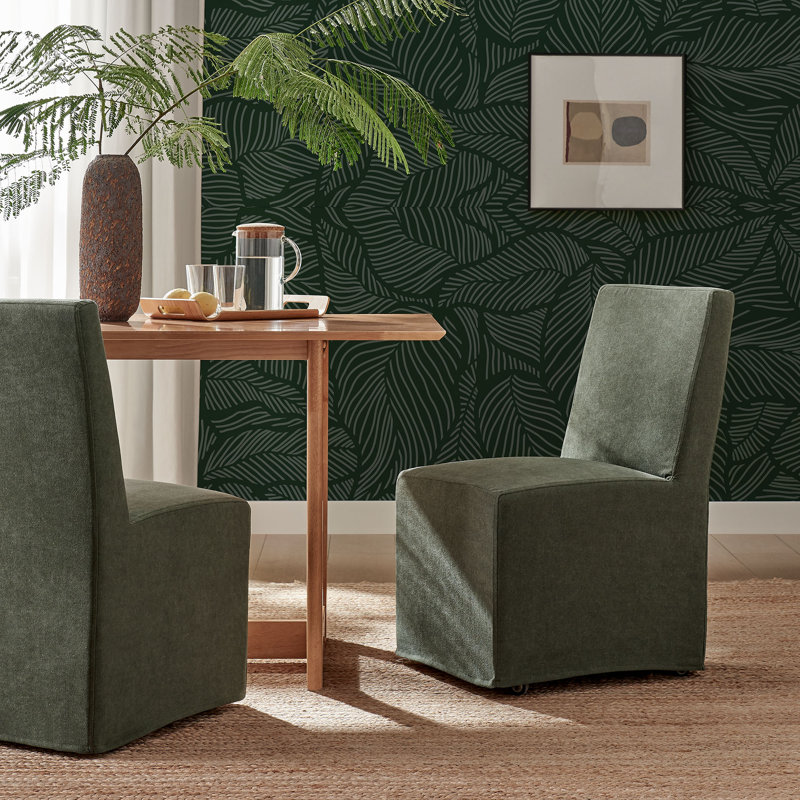 Chaise de salle à manger rembourrée en lin Tessera, Sauge