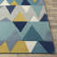 Sandin Geometric Hand-Tufted Wool Teal/Navy/Yellow/Grey Area Rug-109688529