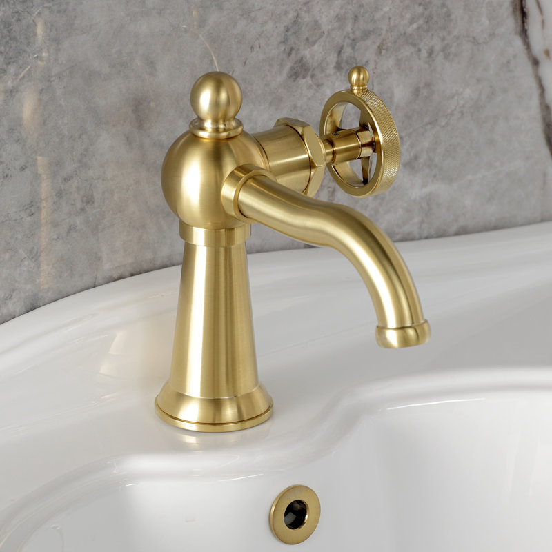 Kingston Brass Levante Single-Handle 1-Hole Deck Mount Bathroom Faucet, Brushed Brass