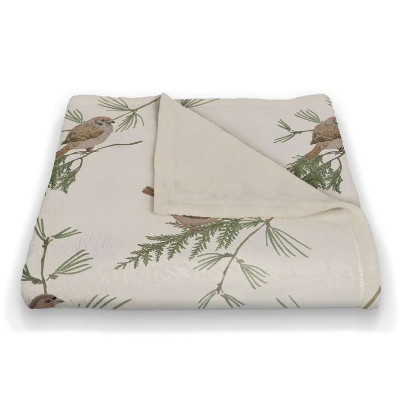  Jeté polaire Pine Birds, Blanc