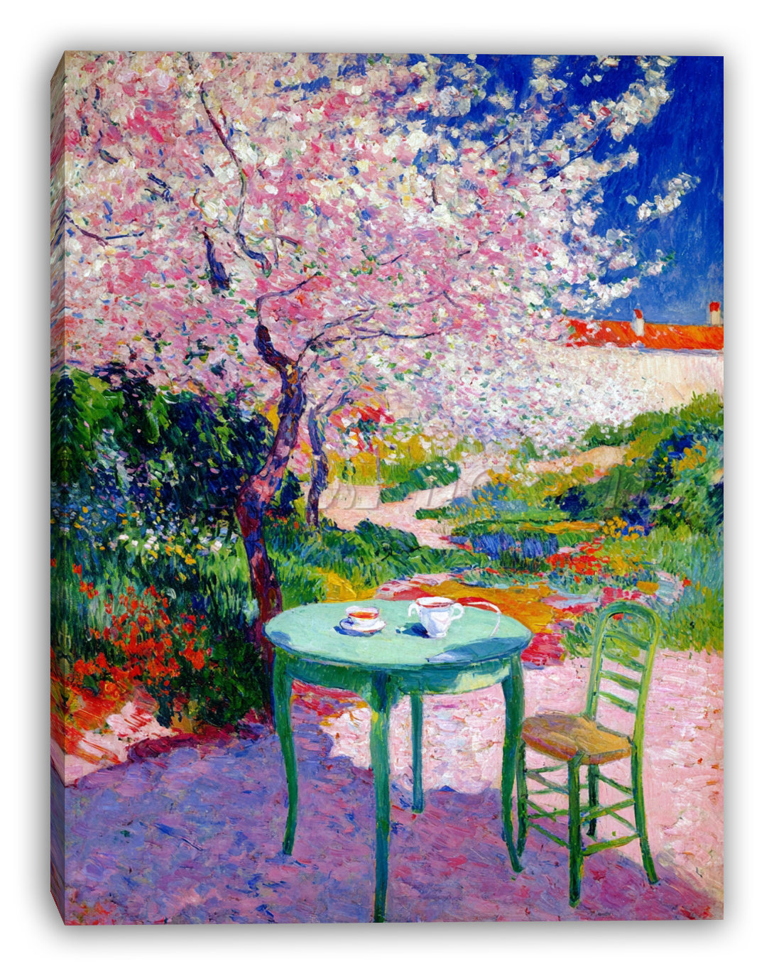 Ophelia & Co. Spring Tea Under Blossoms Wrapped Canvas Wall Art | Wayfair