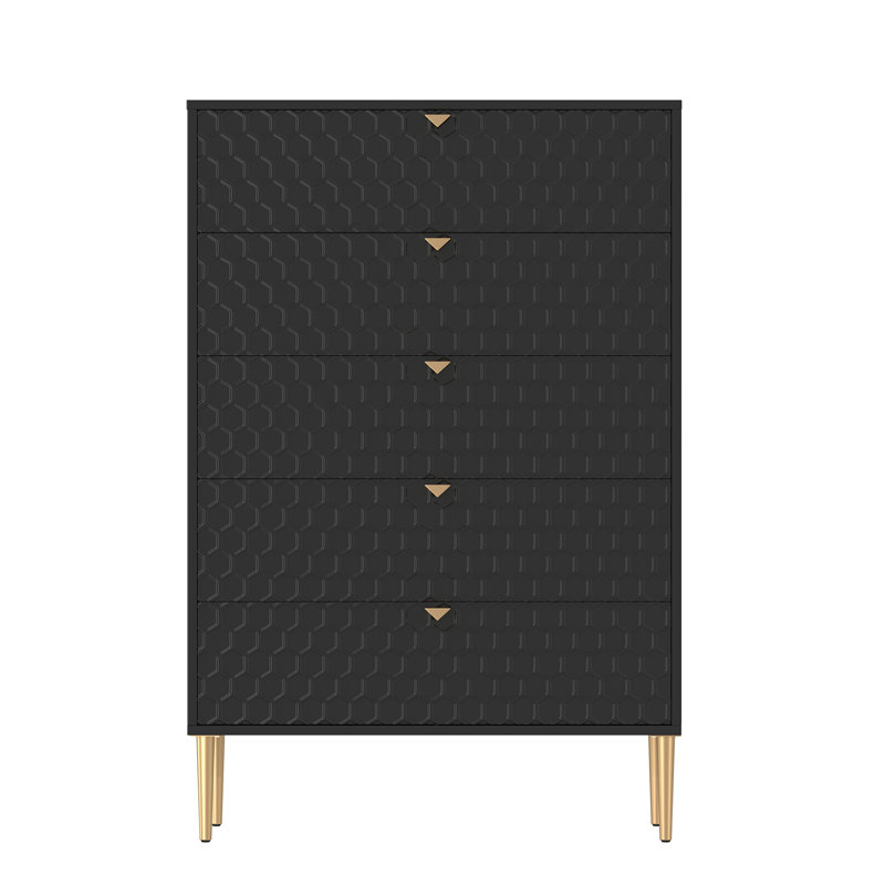 Commode à 5 tiroirs l 31,5 po Lucricia, Noir