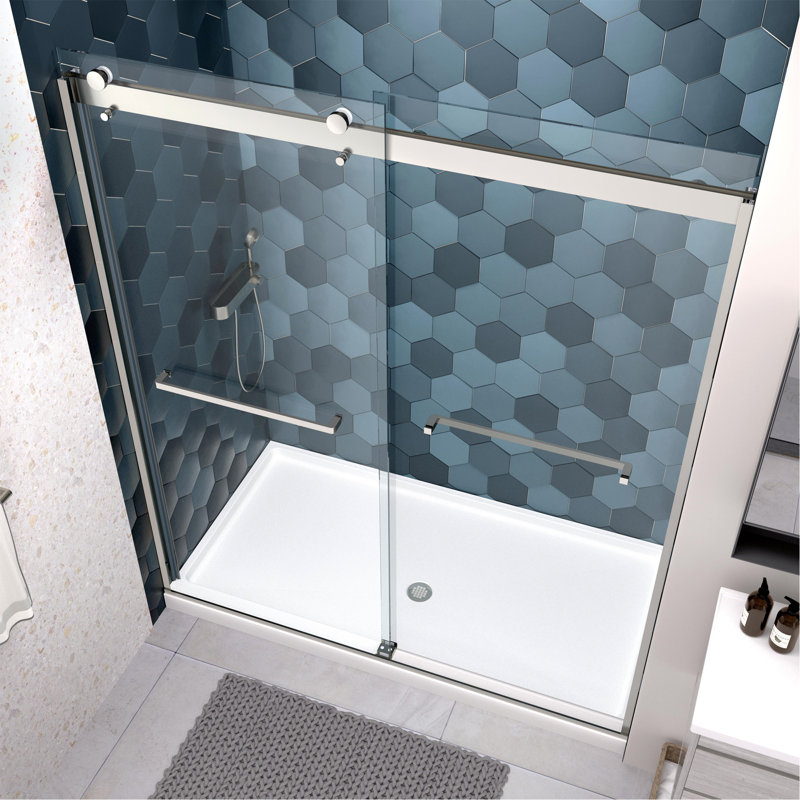 Bypass Shower Door, Sliding Door, With 5/16" Tempered Glass And Polished Chrome Finish 6074, Chrome