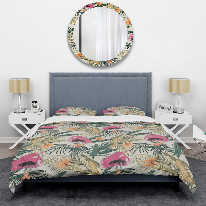 Illustration de la jungle exotique - Ensemble de housse de couette floral - Polyester en microfibre